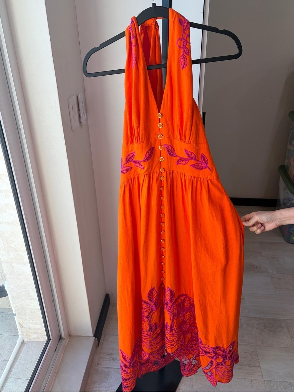 Farm Rio Orange Fruit Richelieu Artisanal Maxi Dress - Picture 5 of 8